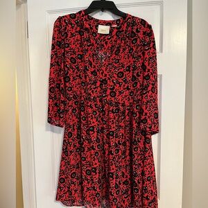 Maeve by Anthropologie Red Floral Women's Dress